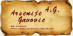 Arsenije Gavović vizit kartica